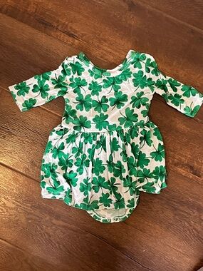 Little Sleepies Green Shamrock Print Long-Sleeve Dress